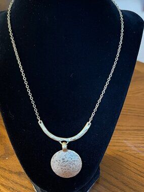 Lia Sophia Gold Textured Pendant Necklace